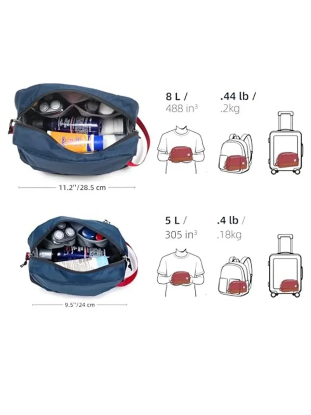 Large Travel Toiletry Bag Women Waterproof Wet Dry Makeup Cosmetic Organizer 8L